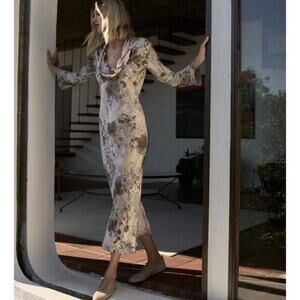 NWOT Zara Multicolor Abstract Print Cowl Neck Dress Women’s Size L - XL